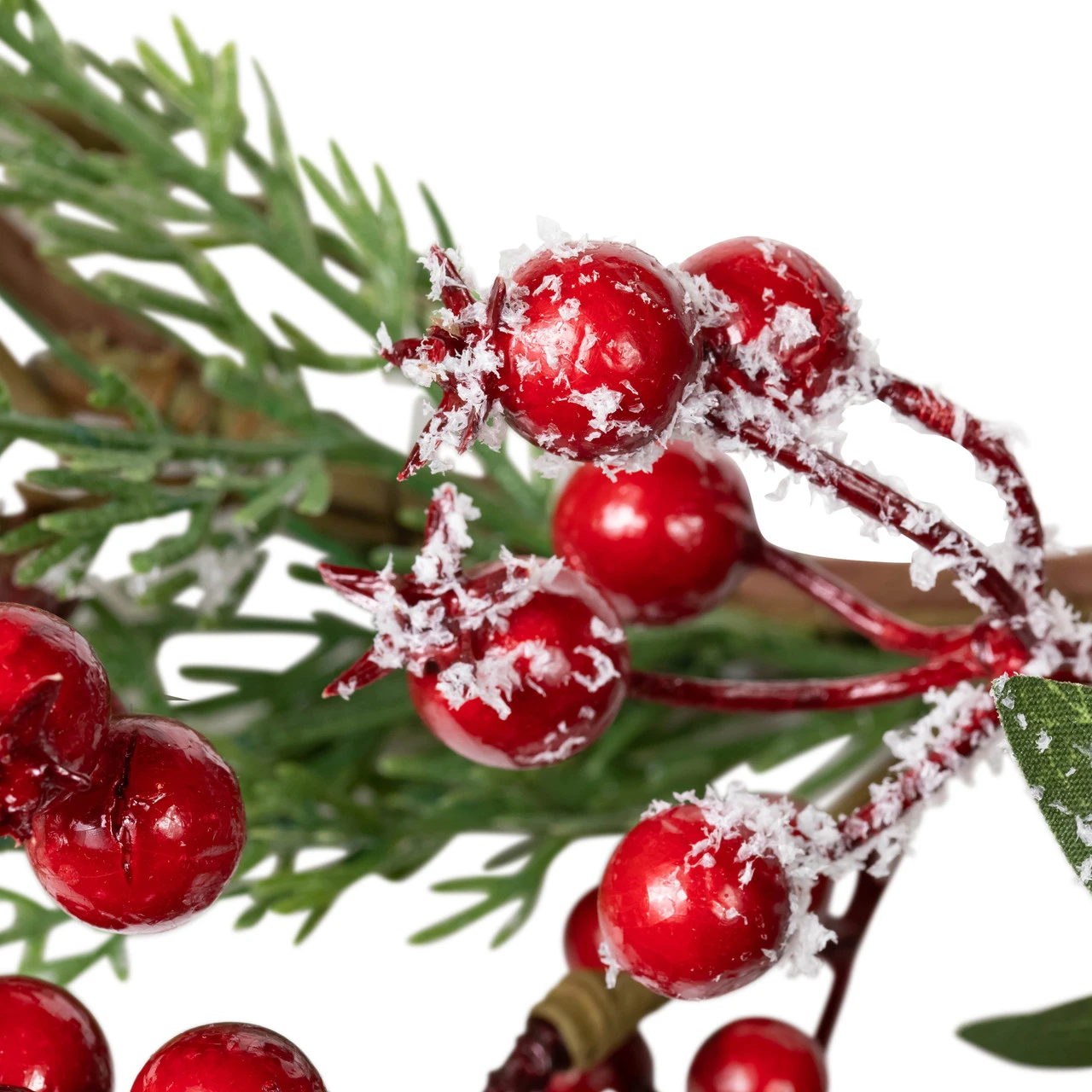 Frosted Red Berries With Leaves And Pine Artificial Christmas Wreath, 18-inch, Unlit 5 Frosted Red Berries With Leaves And Pine Artificial Christmas Wreath, 18-inch, Unlit - Image 5