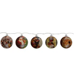 Set Of 5 Norman Rockwell Glass Christmas Disc Lights -Best Christmas Store northlight yl93421 2 28568.1667487920
