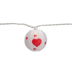 10-Count White And Red Heart Paper Lantern Valentine's Day Lights, 8.5ft White Wire -Best Christmas Store northlight ys18860 2 26725.1667531712