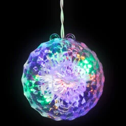 6" LED Lighted Multi-Color Hanging Crystal Sphere Outdoor Christmas Decoration