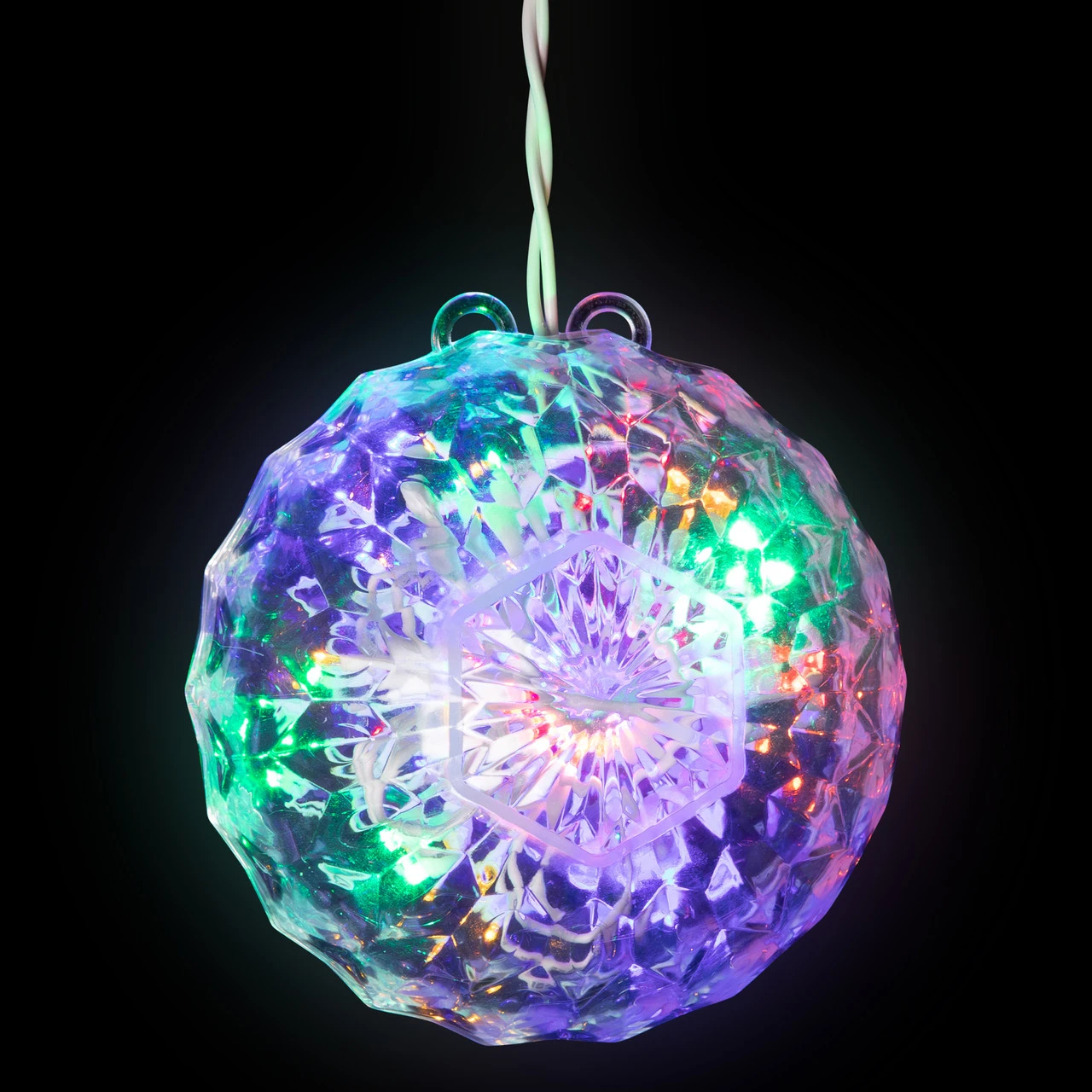 6" LED Lighted Multi-Color Hanging Crystal Sphere Outdoor Christmas Decoration 1 6" LED Lighted Multi-Color Hanging Crystal Sphere Outdoor Christmas Decoration