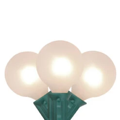 10-Count Frosted White G50 Globe Patio Lights-, 9ft Green Wire