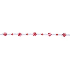 9' Red And White Peppermint Candy Beaded Christmas Garland, Unlit -Best Christmas Store northlight ys28298 03 04603.1686600464