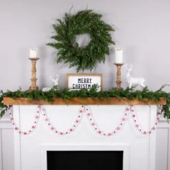9' Red And White Peppermint Candy Beaded Christmas Garland, Unlit -Best Christmas Store northlight ys28298 styled20on20fireplace 25460.1686600463
