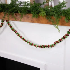 5' Green, Gold And Red Jingle Bell Christmas Garland, Unlit -Best Christmas Store northlight ys28302 styled20on20fireplace 2 21314.1686600976
