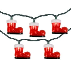 10-Count Santa's Boots Christmas Light Set, 7.5ft Green Wire