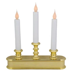 10" Pre-Lit LED White Lighted 3ct Candolier Christmas Candle Lamp