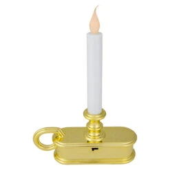 9.5" Pre-Lit LED White Lighted Christmas Candle Lamp With Gold Handle Base -Best Christmas Store northlight ys93852 3 06108.1678922406