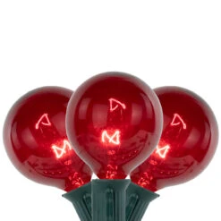 10-Count Red G50 Globe Christmas Patio Lights- 9ft, Green Wire