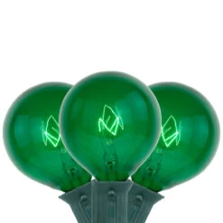 10-Count Green G50 Globe Christmas Patio Lights- 9ft, Green Wire