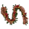 6ft Pre-Lit Decorated Red And Gold Artificial Christmas Garland, Clear Lights