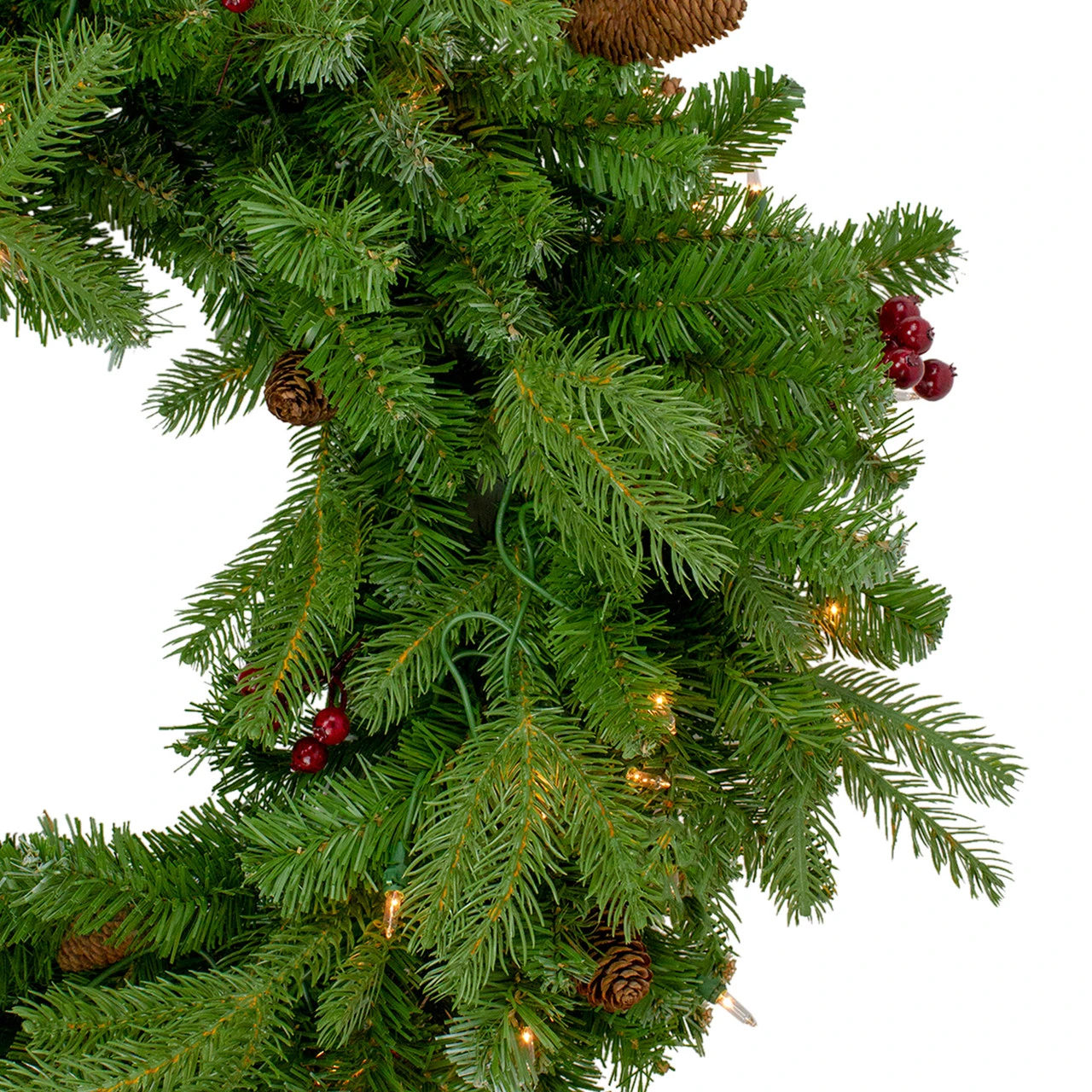 Pre-Lit Mixed Winter Berry Pine Artificial Christmas Wreath - 24-Inch, Clear Lights 2 Pre-Lit Mixed Winter Berry Pine Artificial Christmas Wreath - 24-Inch, Clear Lights - Image 2