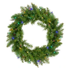 24" Pre-Lit Northern Pine Artificial Multi-Color LED Lights Christmas Wreath