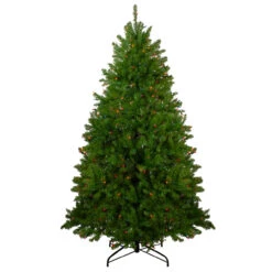 6.5' Pre-Lit Northern Pine Full Artificial Christmas Tree - Multi-Color Lights