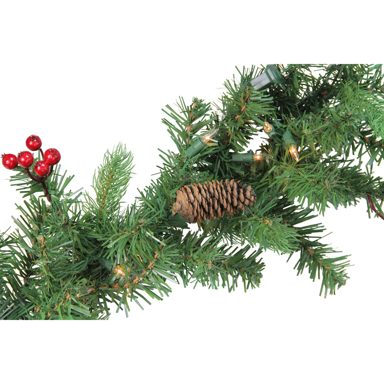 9' X 10" Pre-Lit Noble Fir With Berries Artificial Christmas Garland - Clear Lights 2 9' X 10" Pre-Lit Noble Fir With Berries Artificial Christmas Garland - Clear Lights - Image 2