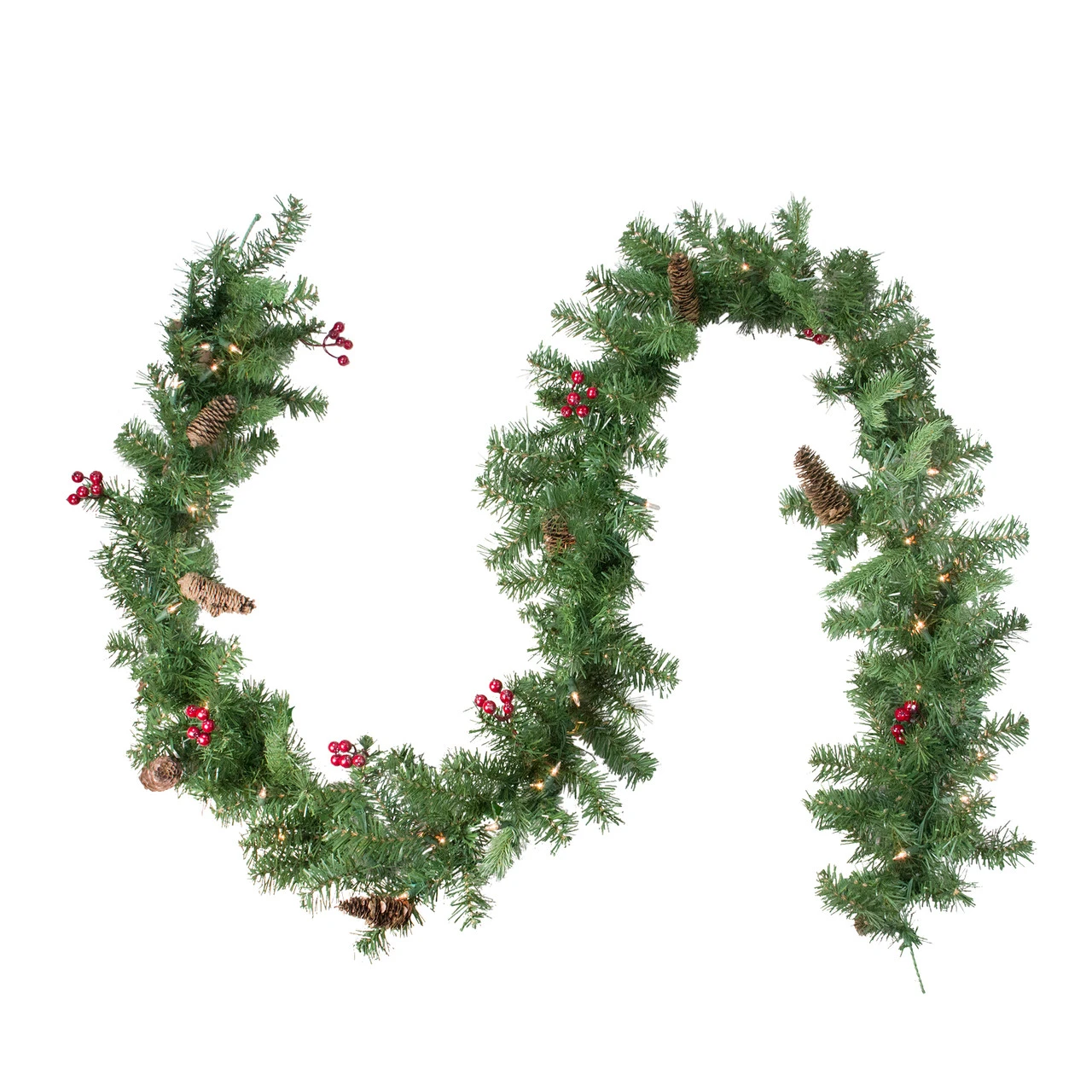 9' X 10" Pre-Lit Noble Fir With Berries Artificial Christmas Garland - Clear Lights 1 9' X 10" Pre-Lit Noble Fir With Berries Artificial Christmas Garland - Clear Lights