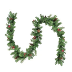 9' X 10" Noble Fir With Berries Artificial Christmas Garland - Unlit
