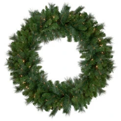 Mixed Beaver Pine Artificial Christmas Wreath, 36-Inch, Clear Lights