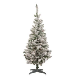 4' Pre-Lit Flocked Pine Slim Artificial Christmas Tree, Clear Lights
