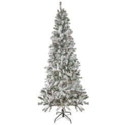 6' Pre-Lit Slim Flocked Pine Artificial Christmas Tree, Clear Lights