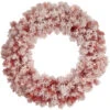 Pre-Lit Flocked Red Artificial Christmas Wreath, 36 Inch, Clear Lights