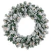 Pre-Lit Flocked Snow White Artificial Christmas Wreath, 24-Inch, Clear Lights
