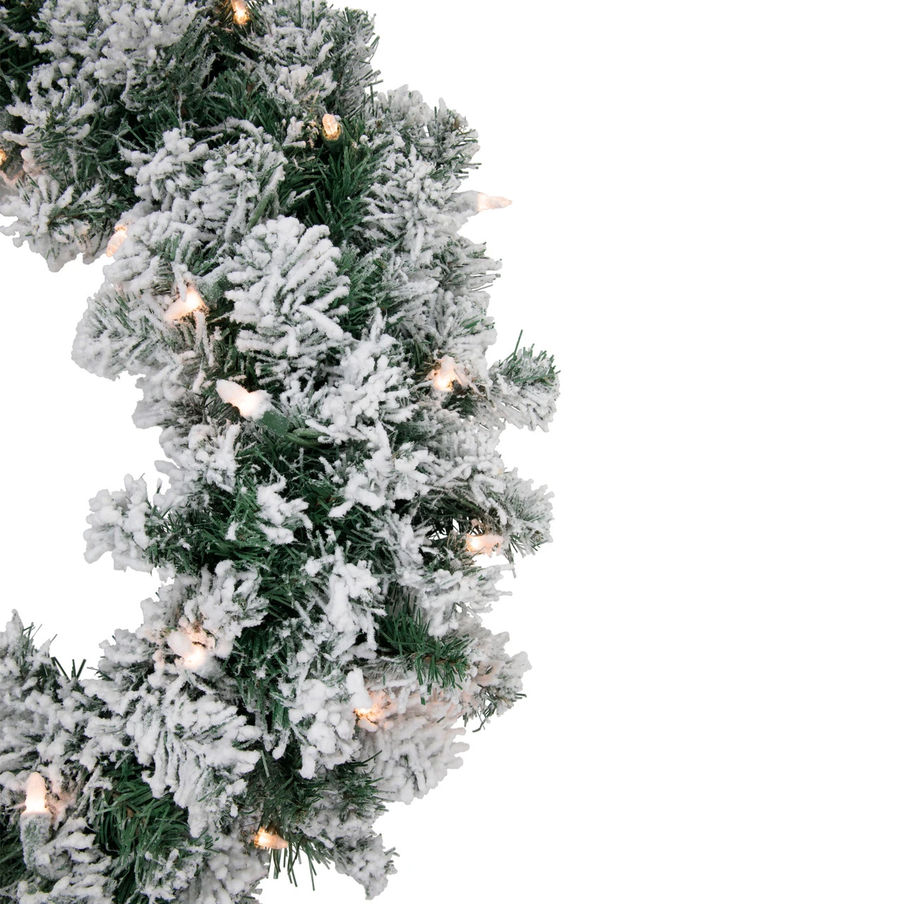Pre-Lit Flocked Snow White Artificial Christmas Wreath, 24-Inch, Clear Lights 3 Pre-Lit Flocked Snow White Artificial Christmas Wreath, 24-Inch, Clear Lights - Image 3