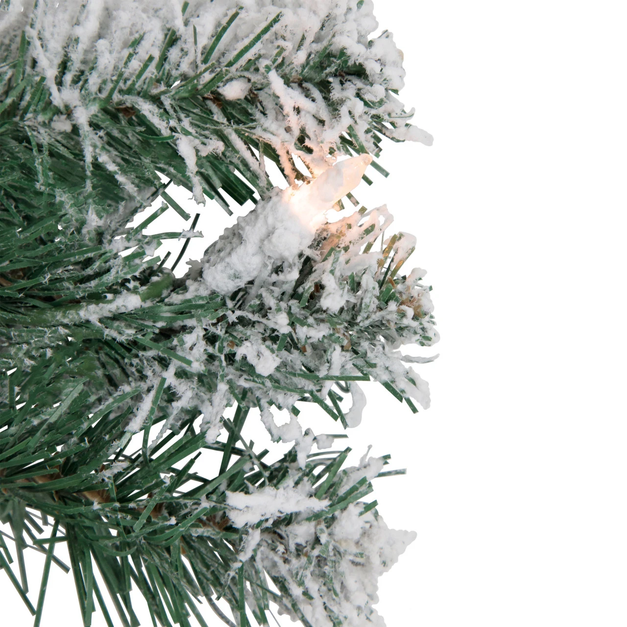 Pre-Lit Flocked Snow White Artificial Christmas Wreath, 24-Inch, Clear Lights 2 Pre-Lit Flocked Snow White Artificial Christmas Wreath, 24-Inch, Clear Lights - Image 2