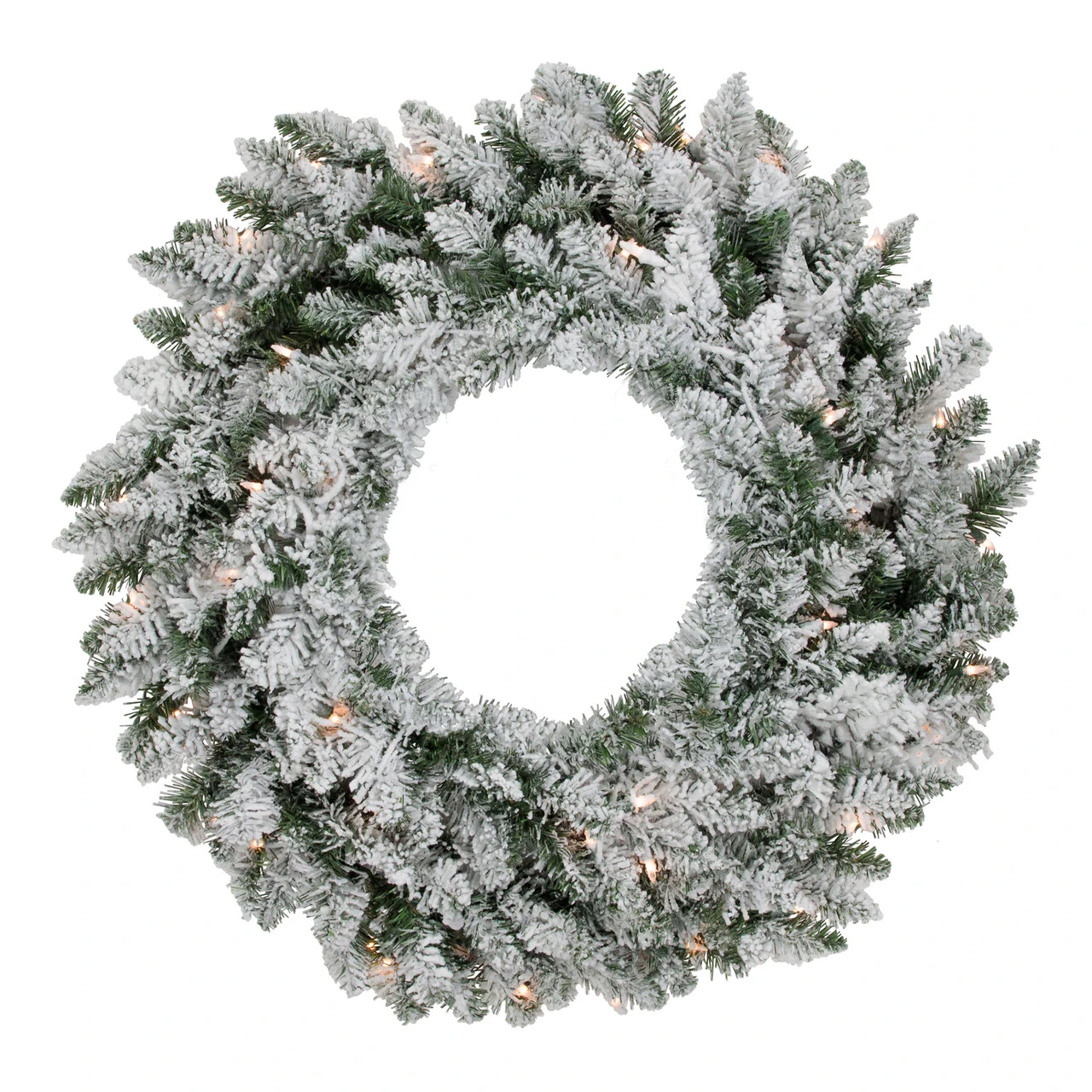 Pre-Lit Flocked Snow White Artificial Christmas Wreath, 36-Inch, Clear Lights 1 Pre-Lit Flocked Snow White Artificial Christmas Wreath, 36-Inch, Clear Lights