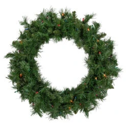 Pre-lit Chatham Pine Artificial Christmas Wreath, 24-Inch, Multi-Color Lights