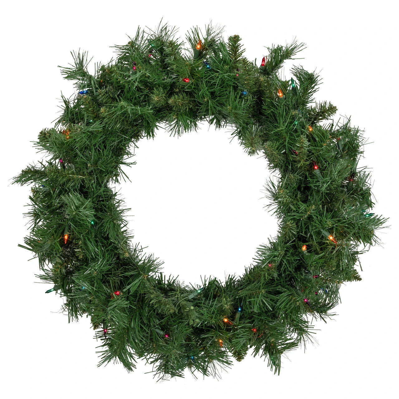 Pre-lit Chatham Pine Artificial Christmas Wreath, 24-Inch, Multi-Color Lights 1 Pre-lit Chatham Pine Artificial Christmas Wreath, 24-Inch, Multi-Color Lights