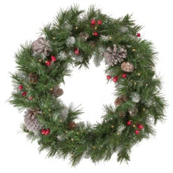 5-Piece Pre-Lit Frosted Verona Berry Pine Artificial Christmas Entryway Set -Best Christmas Store northlight z94032 wreath 76946.1667488617