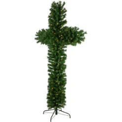 7' Pre-Lit Artificial Pine Christmas Cross - Warm White LED Lights -Best Christmas Store northlight z94305 2 16516.1683905722
