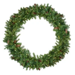 Pre-Lit LED Dakota Red Pine Artificial Christmas Wreath - 48-Inch, Warm White Lights