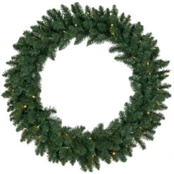 Pre-Lit Buffalo Fir Artificial Christmas Wreath - 36-Inch, Warm White LED Lights