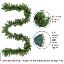 50' X 8" Pre-Lit Buffalo Fir Christmas Commercial Garland - Warm White LED Lights -Best Christmas Store northlight z99693 3 24056.1687381065