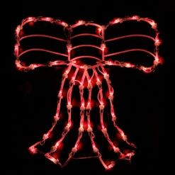 14" Lighted Red Bow Window Silhouette Christmas Decoration