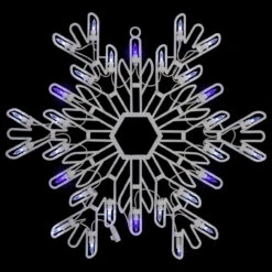 16" LED Lighted Pure White And Blue Snowflake Christmas Window Silhouette Decoration