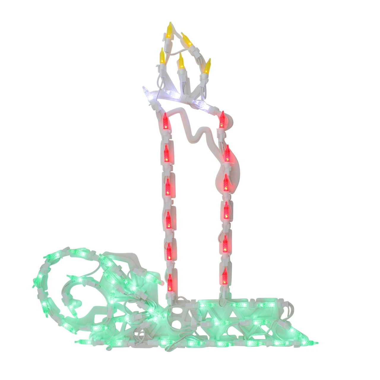 17.5" Red And Green LED Lighted Candle Christmas Window Silhouette Decor 2 17.5" Red And Green LED Lighted Candle Christmas Window Silhouette Decor - Image 2