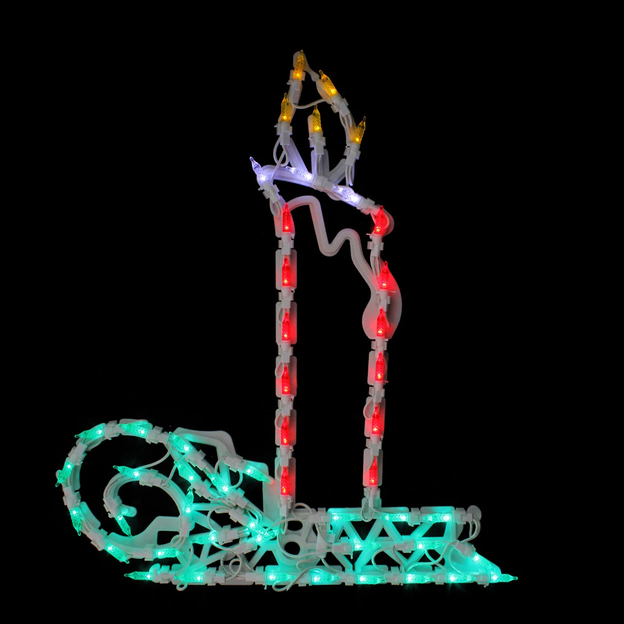 17.5" Red And Green LED Lighted Candle Christmas Window Silhouette Decor 1 17.5" Red And Green LED Lighted Candle Christmas Window Silhouette Decor