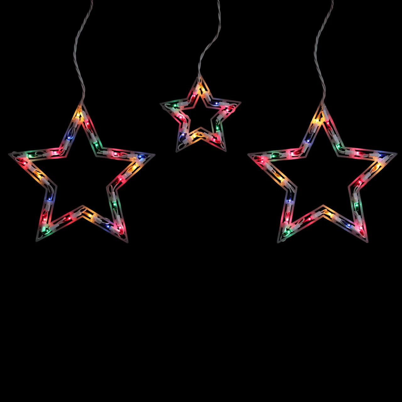 100-Count Multi-Color Star Shaped Mini Icicle Christmas Lights, 7ft White Wire 1 100-Count Multi-Color Star Shaped Mini Icicle Christmas Lights, 7ft White Wire