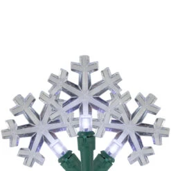 20-Count Pure White LED Snowflake Christmas Light Set, 4.5ft Green Wire