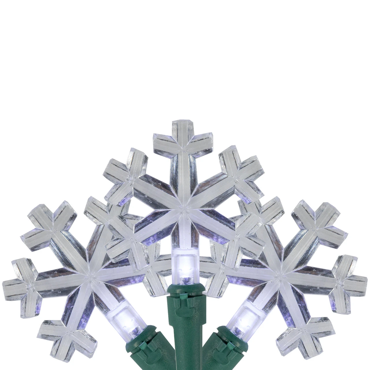 20-Count Pure White LED Snowflake Christmas Light Set, 4.5ft Green Wire 1 20-Count Pure White LED Snowflake Christmas Light Set, 4.5ft Green Wire