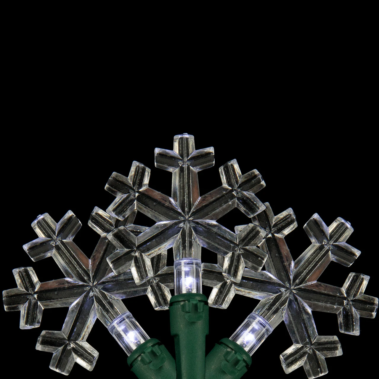 20-Count Pure White LED Snowflake Christmas Light Set, 4.5ft Green Wire 2 20-Count Pure White LED Snowflake Christmas Light Set, 4.5ft Green Wire - Image 2