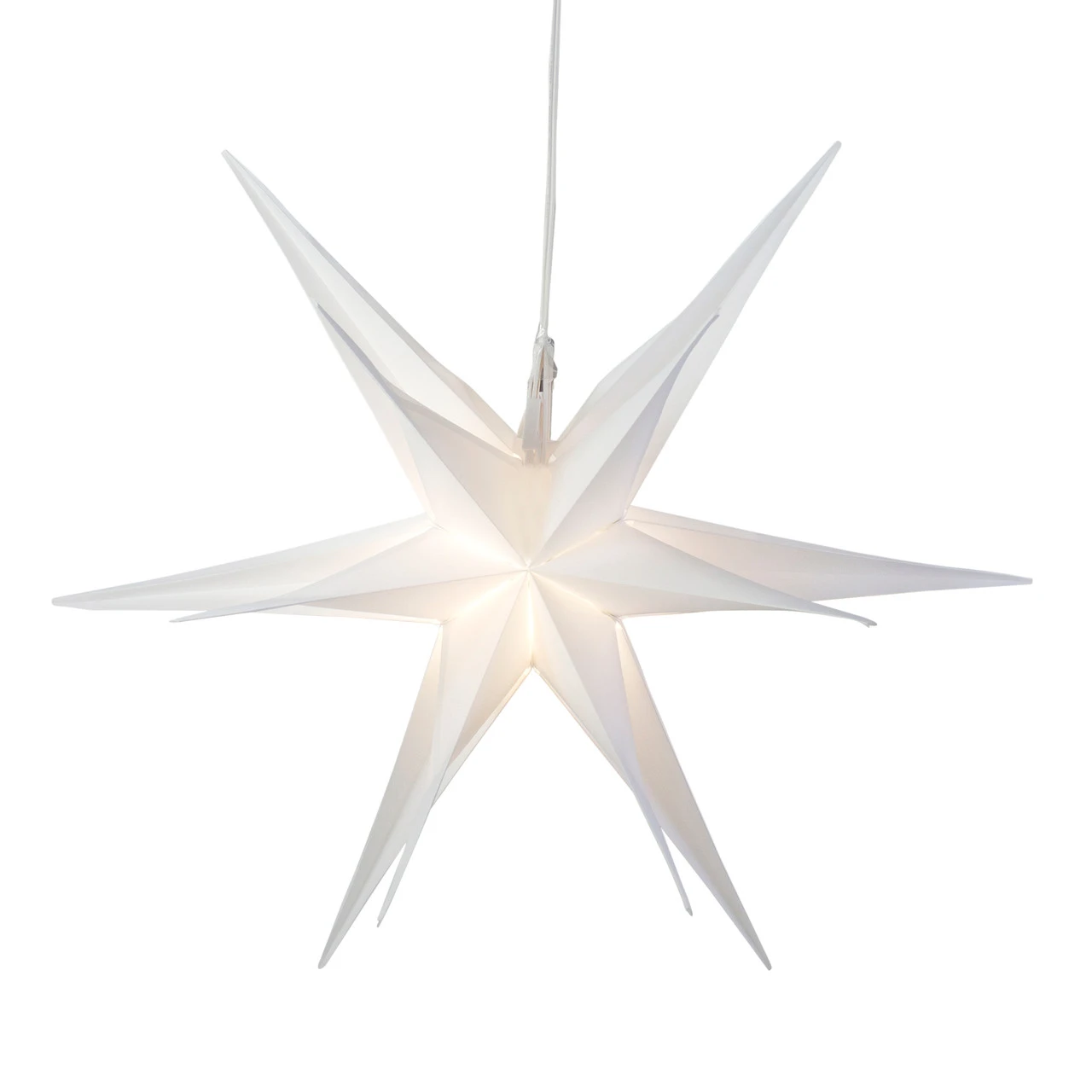 22" White LED Lighted Foldable Moravian Star Hanging Christmas Decoration 2 22" White LED Lighted Foldable Moravian Star Hanging Christmas Decoration - Image 2