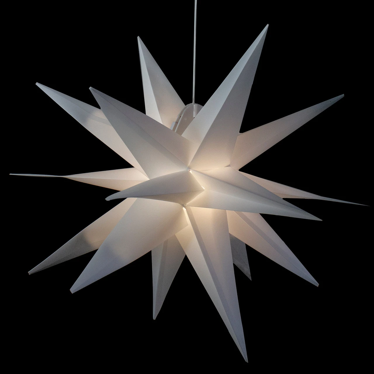 22" White LED Lighted Foldable Moravian Star Hanging Christmas Decoration 3 22" White LED Lighted Foldable Moravian Star Hanging Christmas Decoration - Image 3