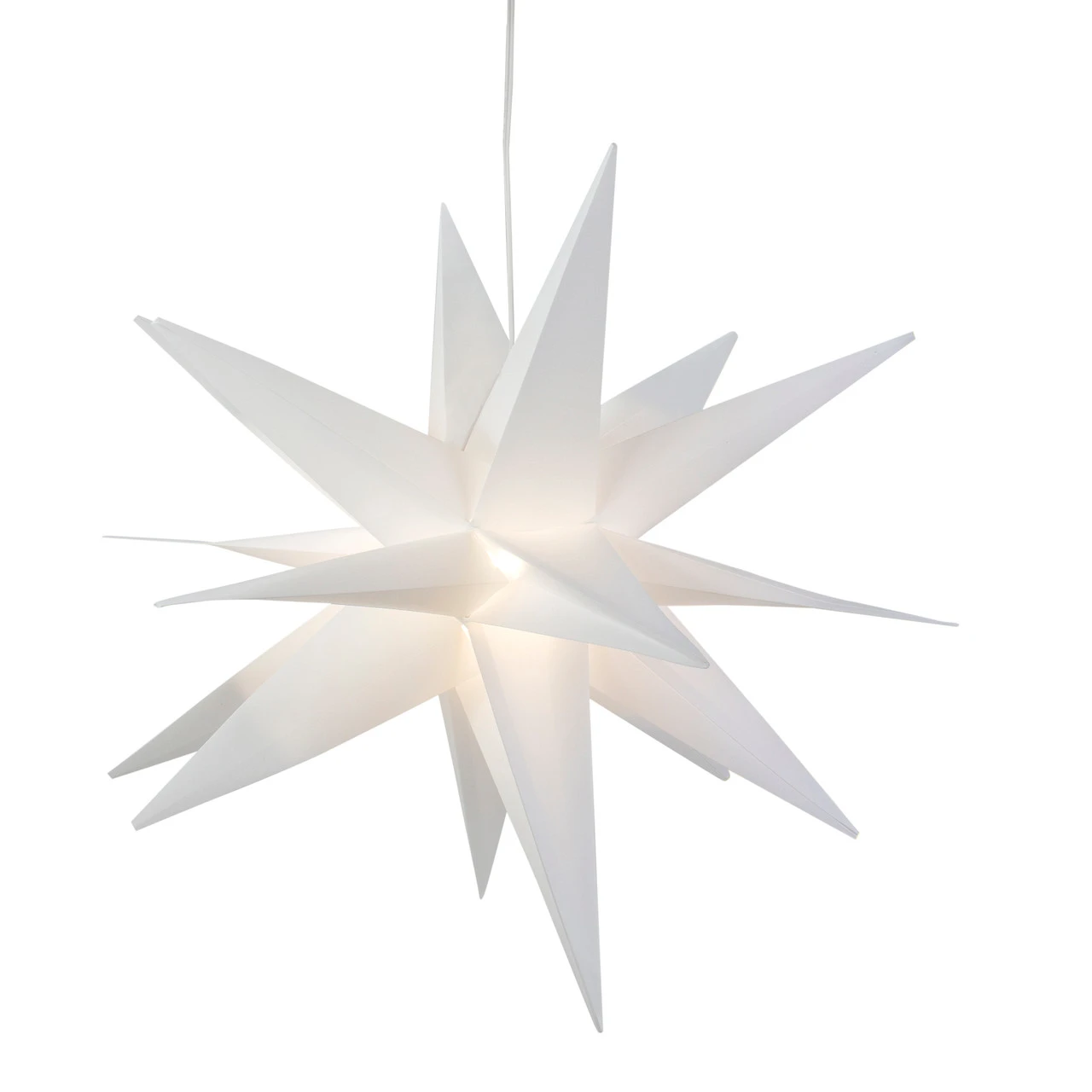 22" White LED Lighted Foldable Moravian Star Hanging Christmas Decoration 1 22" White LED Lighted Foldable Moravian Star Hanging Christmas Decoration
