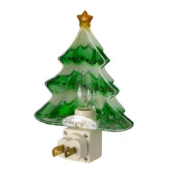 5.5" Green And White Beaded Frosted Christmas Tree Night Light -Best Christmas Store northlightct 70 636 107 2 86189.1667569521
