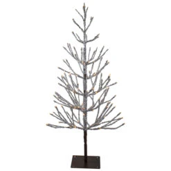 4' Pre-Lit LED Brown Artificial Christmas Tree With Icicle Lights- Clear Lights