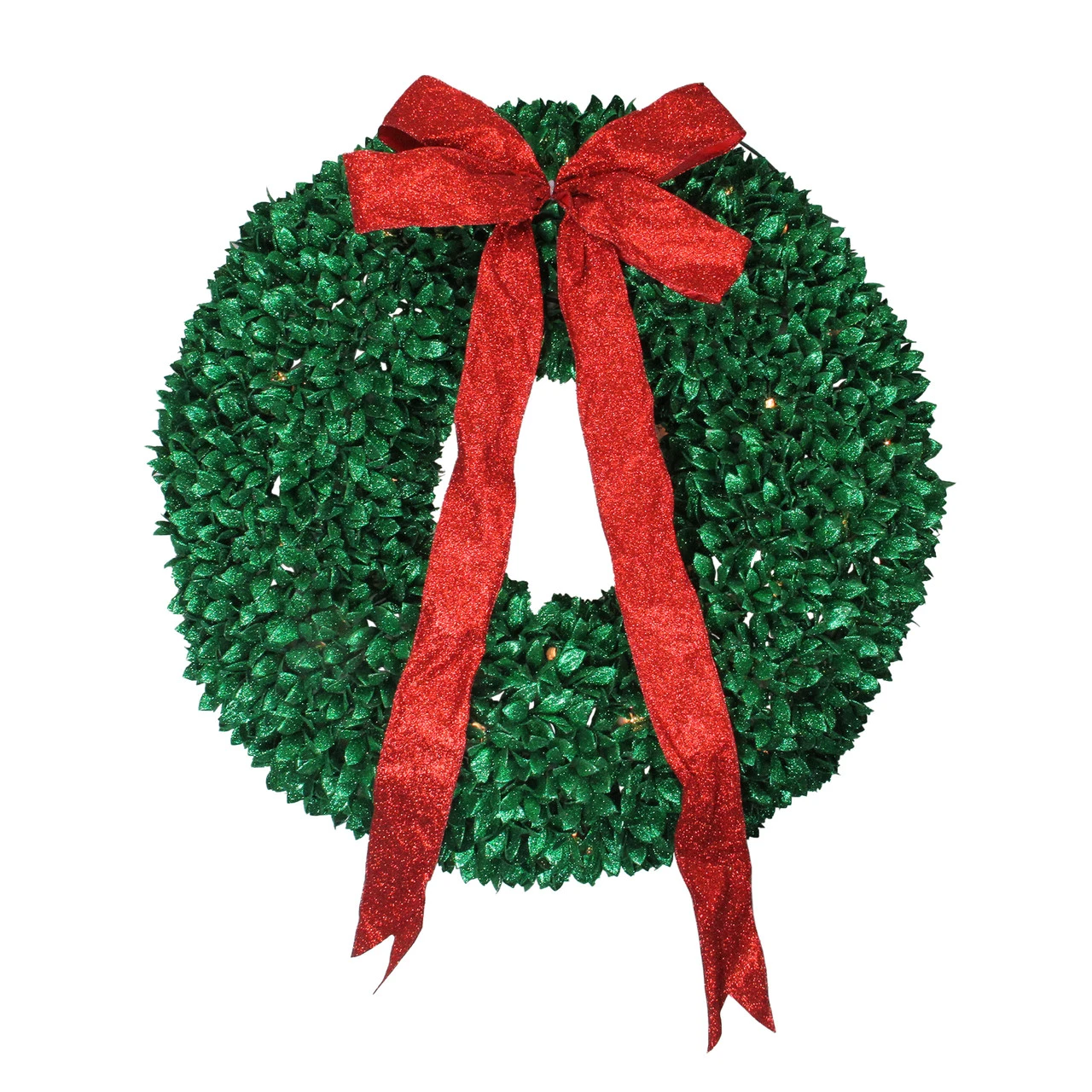 Pre-Lit Glittered Leaves Artificial Christmas Wreath - 28-Inch, Clear Lights 1 Pre-Lit Glittered Leaves Artificial Christmas Wreath - 28-Inch, Clear Lights